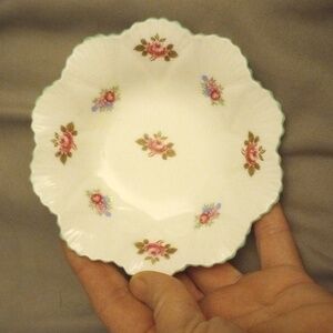 Shelley Rosebud Floral Scalloped Edge Dish, EUC